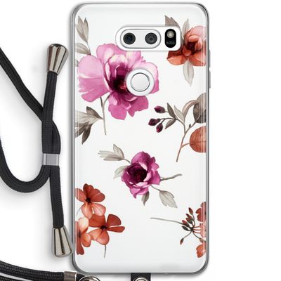 Geschilderde bloemen: LG V30 Transparant Hoesje met koord