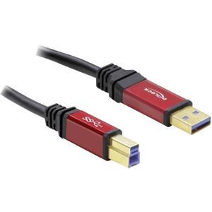 Delock USB-kabel USB 3.2 Gen1 (USB 3.0 / USB 3.1 Gen1) USB-A stekker, USB-B stekker 1.00 m Rood, Zwart Vergulde steekcontacten, UL gecertificeerd 82756