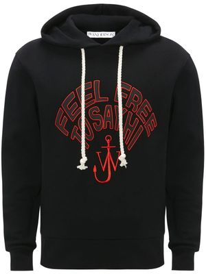 JW Anderson hoodie en coton à slogan brodé - Noir