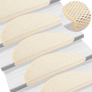 Trapmatten zelfklevend 15 st sisal-look 65x25 cm crmekleurig