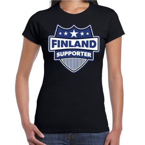 Finland schild supporter t-shirt zwart voor dames