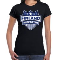 Finland schild supporter t-shirt zwart voor dames - thumbnail