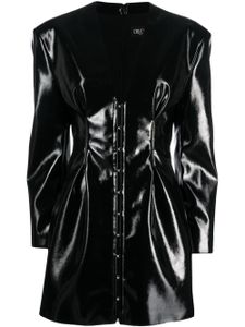 Del Core robe courte laminée à col v - Noir