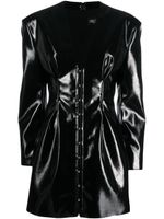 Del Core robe courte laminée à col v - Noir