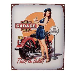 Clayre & Eef Tekstbord 20x25 cm Grijs Ijzer Motor Motor Cycles Garage