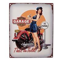 Clayre & Eef Tekstbord 20x25 cm Grijs Ijzer Motor Motor Cycles Garage - thumbnail