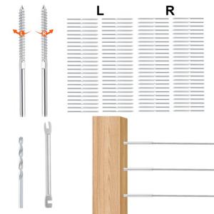 VEVOR 102 stuks kabelrailpersklemmen met schroefdraadbouten en spanuiteinde voor 1/8" kabelrailing, T316 roestvrij staal, kabelrailspanner 1/8" voor houten/metalen palen, zilver