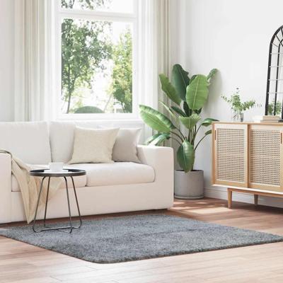 Hoogpolig vloerkleed NAVARRA 160x160 cm polyester zilvergrijs