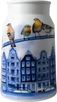 Heinen Delfts Blauw vaas melkbus keramiek grachtenpanden 19x30cm delfts blauw