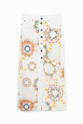 Lange spijkerrok met mandala's - WHITE - 36