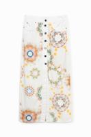 Lange spijkerrok met mandala's - WHITE - 36