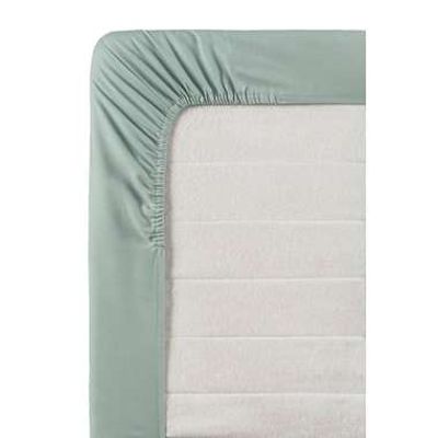 Hoeslaken topdekmatras percale katoen - grijsgroen - 80x200 cm