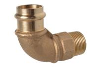 Kirchhoff Overgangshoek van rood messing 90°, blank, 18 mm x 1/2"ET, 1 socket, (P4092g) - 988622355