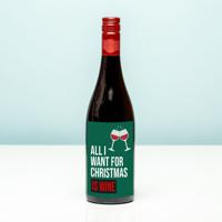 Wijnfles kerst All I want for Christmas is wine - Rood (Merlot)