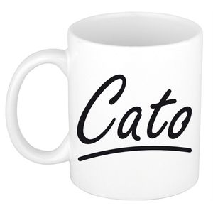 Naam cadeau mok / beker Cato met sierlijke letters 300 ml