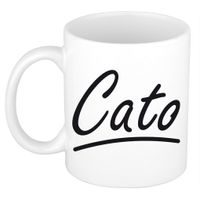 Naam cadeau mok / beker Cato met sierlijke letters 300 ml - thumbnail