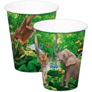 16x Safari/jungle themafeest bekertjes 250ml