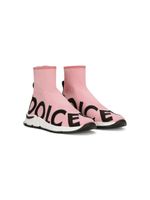 Dolce & Gabbana Kids baskets chaussettes à logo en jacquard - Rose