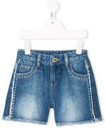 TWINSET Kids short en denim à détails brodés - Bleu