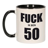 Fuck ik ben 50 mok / beker zwart wit 300 ml - Verjaardag mokken Fuck ik ben 50 mok / beker zwart wit 300 ml - Verjaardag mokken