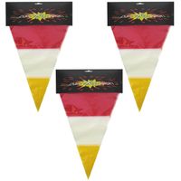 3x stuks plastic vlaggenlijn rood/wit/geel carnaval 10 meters