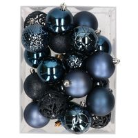 37x stuks kunststof kerstballen nachtblauw 6 cm - Kerstbal
