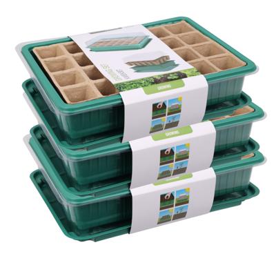 Pro Garden Stekpotje / kweekpot in kweekbak - 3x - 5 stuks - 27 x 20 x 11 cm - turfpotjes