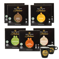 Gran Maestro Italiano - Dolce Gusto® compatible proefpakket (112 cups) + 2 koffiekopjes Gran Maestro Italiano - Dolce Gusto® compatible proefpakket (112 cups) + 2 koffiekopjes