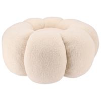 DK Design Bloemen Poef - teddy - zandkleur - 65 x 30 cm - rond - woondecoratie