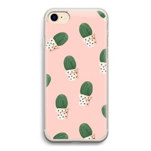 Cactusprint roze: iPhone 7 Transparant Hoesje