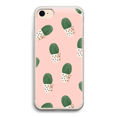 Cactusprint roze: iPhone 7 Transparant Hoesje