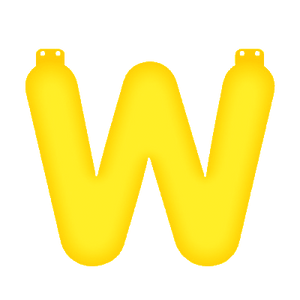 Gele letter W opblaasbaar