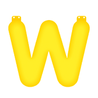 Gele letter W opblaasbaar - thumbnail