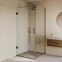 Douchecabine SaniClear Modern | Anti-kalk | 100x90x200 cm | 1 Draaideur | Helder glas | Verouderd messing