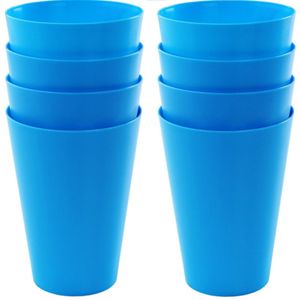 16x drinkbekers van kunststof 430 ml in het blauw