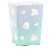 Popcorn bakjes - zeemeermin/oceaan thema - 12,5 cm - Setje van 6 stuks - chips/snoepbakjes
