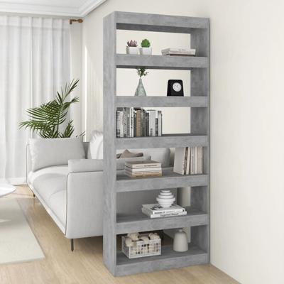 Boekenkast/kamerscherm 80x30x198 cm bewerkt hout betongrijs