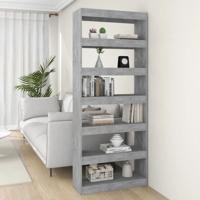 Boekenkast/kamerscherm 80x30x198 cm bewerkt hout betongrijs