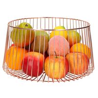 Metalen fruitmand/fruitschaal koper rond 30 x 16 cm