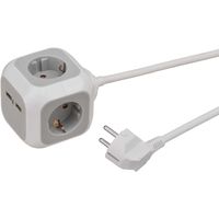 Brennenstuhl ALEA-Power 2xUSB-Charger + stekkerblok 4-voudig stekkerdoos 1,4 meter