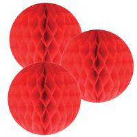 3x Papieren kerstballen rood 10 cm kerstversiering