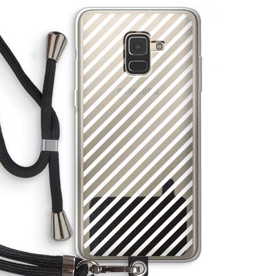 Strepen zwart-wit: Samsung Galaxy A8 (2018) Transparant Hoesje met koord