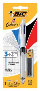 Balpen Bic 3kleuren met vulpotlood HB 0.7mm blister