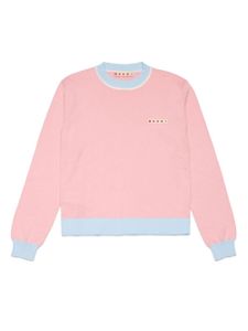 Marni Kids pull rayé à logo appliqué - Rose