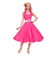 Vivien Of Holloway Halterneck Sateen Dress Hot Pink-M