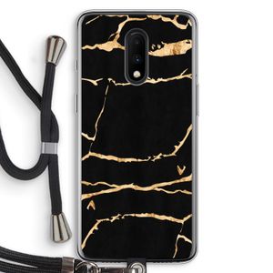 Gouden marmer: OnePlus 7 Transparant Hoesje met koord