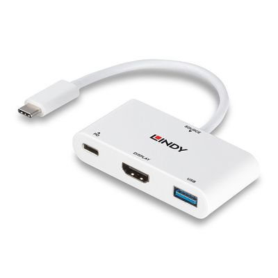 LINDY USB-C Adapter [1x USB-C stekker - 1x HDMI-bus, USB 3.2 Gen 1 bus A (USB 3.0)] 43340 0.18 m