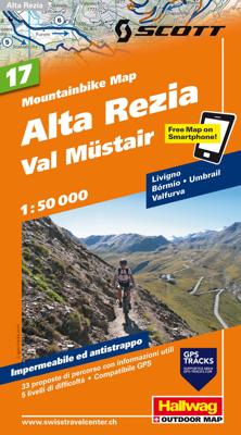 Mountainbikekaart 17 Alta Rezia / Val Müstair MTB kaart | Hallwag