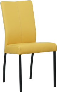 Gele leren moderne eetkamerstoel Comfort - poot vierkant zwart - Toledo Leer Giallo (geel leer)