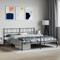 Bedframe met hoofd- en voeteneinde metaal zwart 193x203 cm